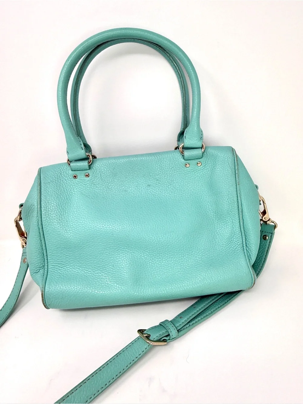 Kate Spade Grant Park Hadlen Satchel Crossbody Bag Aqua Blue Zipper Front Pocket